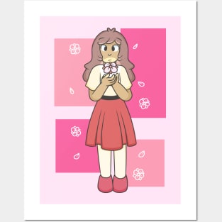 Pink Flower Girl Posters and Art